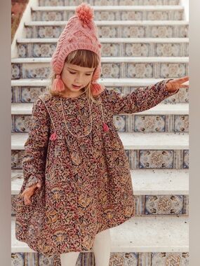Louise Misha 100% cotton Girls Floral Long Sleeve Swing Dress